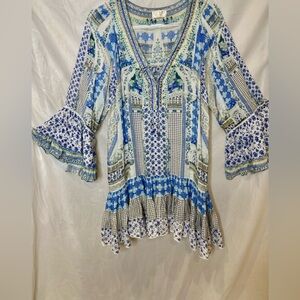 Camilla Blue and White Floral Tunic